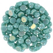 Czech 2-hole Cabochon beads 6mm Jade Full Light AB